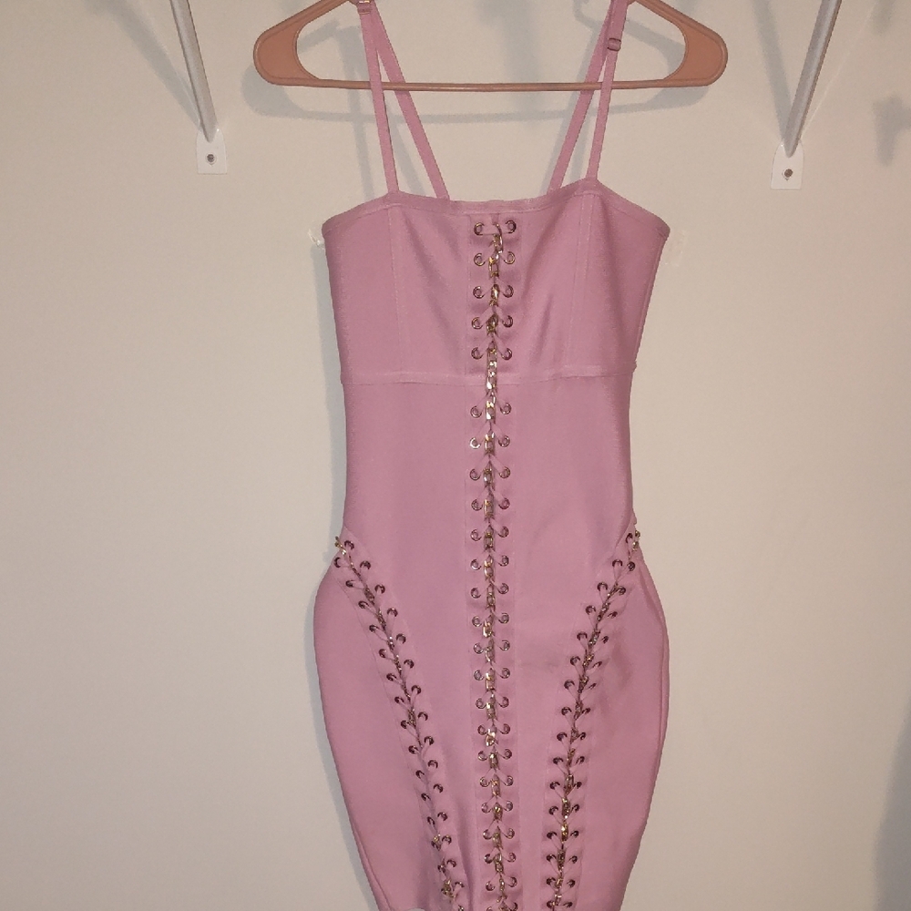 Fashion Nova Pink Bodycon Mini Dress Spaghetti Strap
